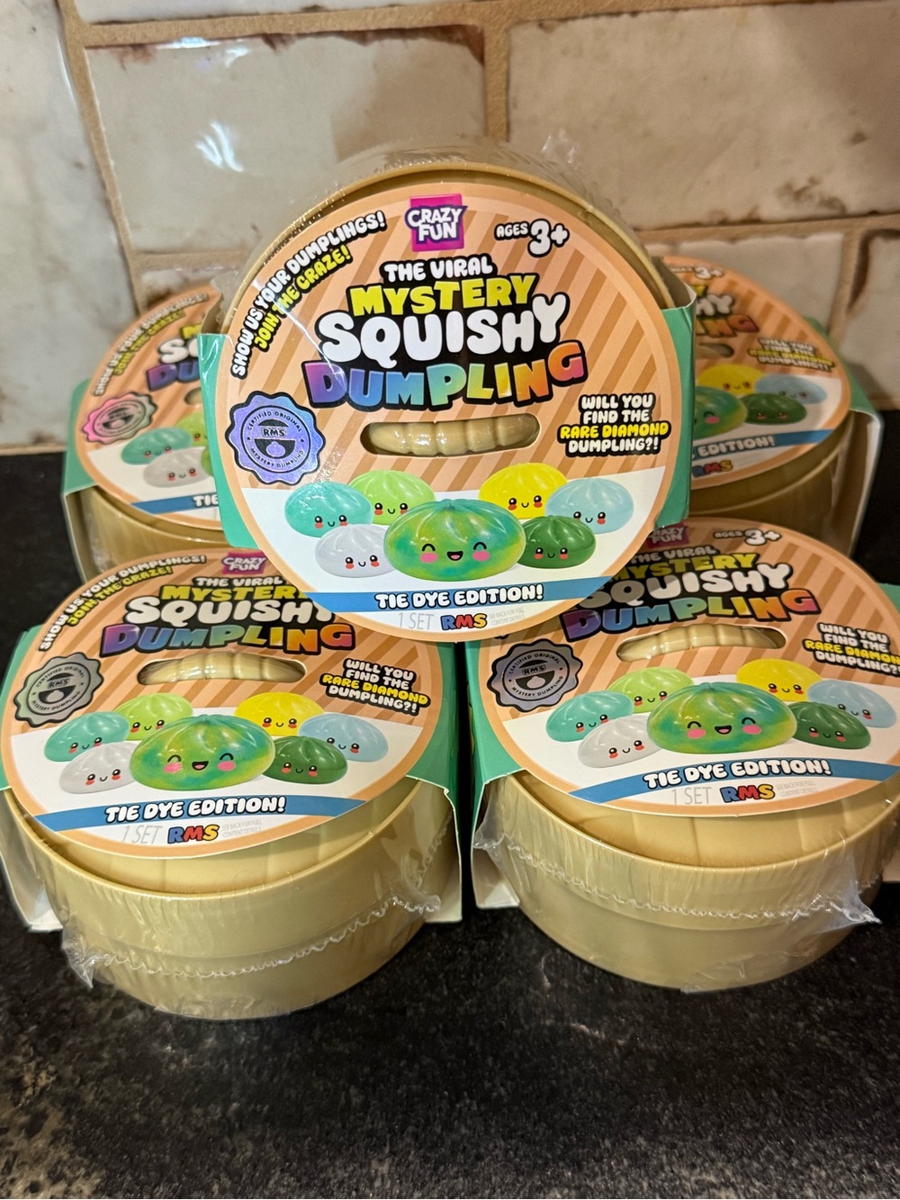 Mystery Squishy Dumpling Toy - Tie Dye (Green edition) Lot of 5